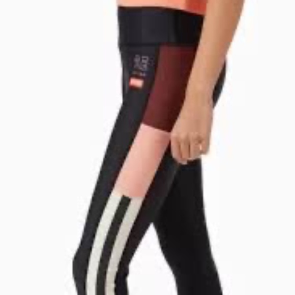 P.E Nation Colorblock Recycled Nylon Active Leggings Black Maroon Size XS - Picture 1 of 12